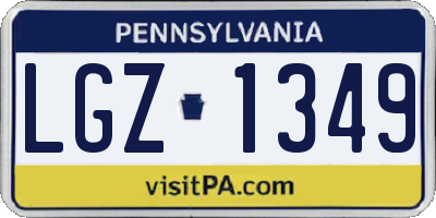 PA license plate LGZ1349