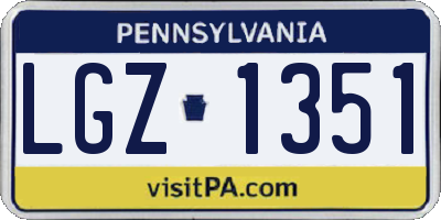 PA license plate LGZ1351