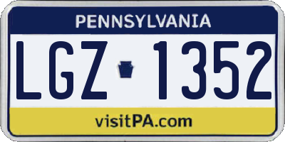 PA license plate LGZ1352
