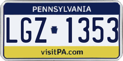 PA license plate LGZ1353