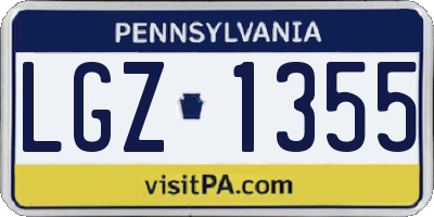 PA license plate LGZ1355