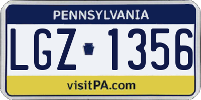 PA license plate LGZ1356
