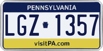 PA license plate LGZ1357