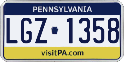 PA license plate LGZ1358