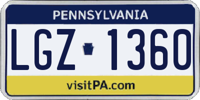 PA license plate LGZ1360