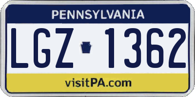 PA license plate LGZ1362