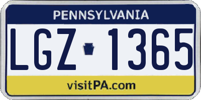 PA license plate LGZ1365