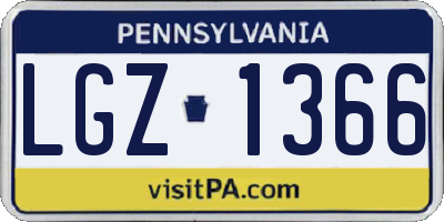 PA license plate LGZ1366