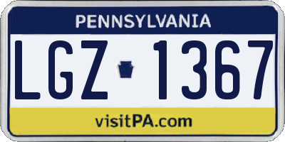 PA license plate LGZ1367