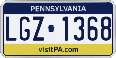 PA license plate LGZ1368