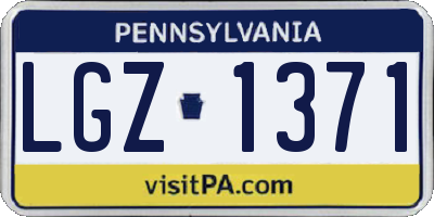 PA license plate LGZ1371