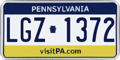PA license plate LGZ1372