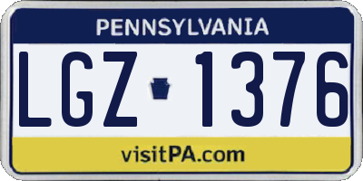 PA license plate LGZ1376