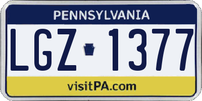 PA license plate LGZ1377