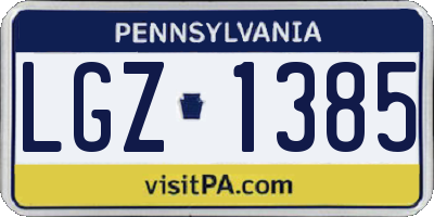 PA license plate LGZ1385