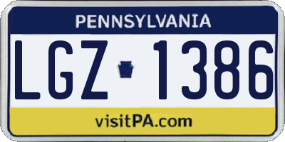 PA license plate LGZ1386