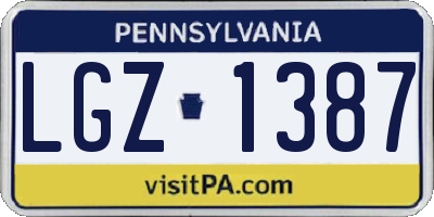 PA license plate LGZ1387