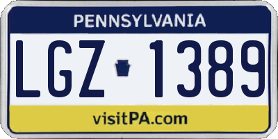 PA license plate LGZ1389