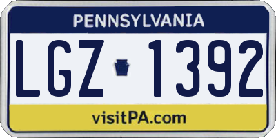 PA license plate LGZ1392