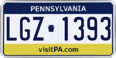 PA license plate LGZ1393
