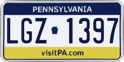 PA license plate LGZ1397