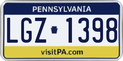 PA license plate LGZ1398