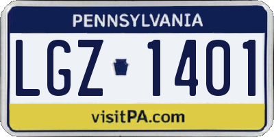 PA license plate LGZ1401