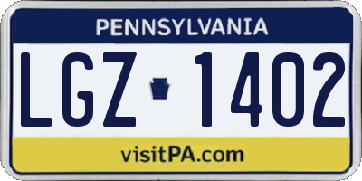 PA license plate LGZ1402