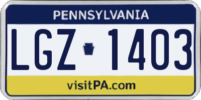 PA license plate LGZ1403