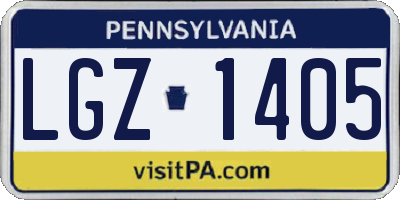 PA license plate LGZ1405
