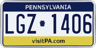 PA license plate LGZ1406