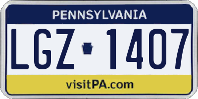 PA license plate LGZ1407