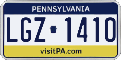 PA license plate LGZ1410