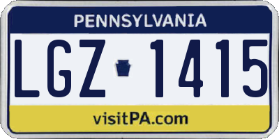 PA license plate LGZ1415