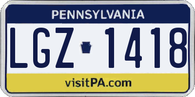 PA license plate LGZ1418