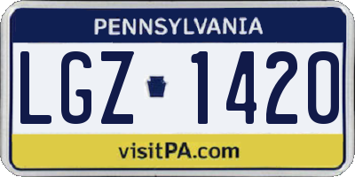 PA license plate LGZ1420