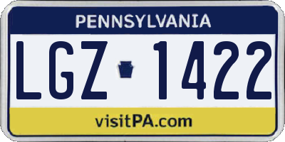 PA license plate LGZ1422