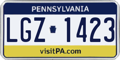 PA license plate LGZ1423