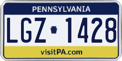 PA license plate LGZ1428