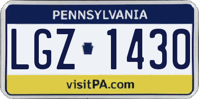 PA license plate LGZ1430