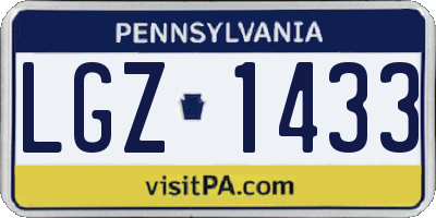 PA license plate LGZ1433