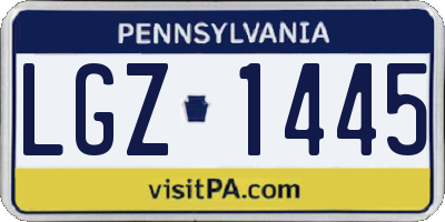 PA license plate LGZ1445