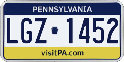 PA license plate LGZ1452