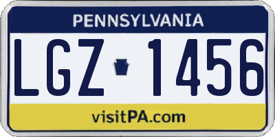 PA license plate LGZ1456