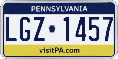 PA license plate LGZ1457