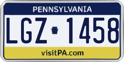 PA license plate LGZ1458