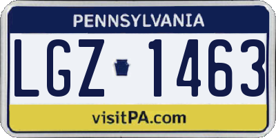 PA license plate LGZ1463