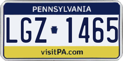 PA license plate LGZ1465