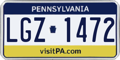PA license plate LGZ1472