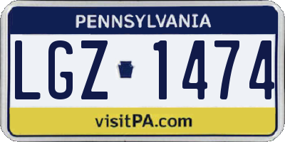 PA license plate LGZ1474
